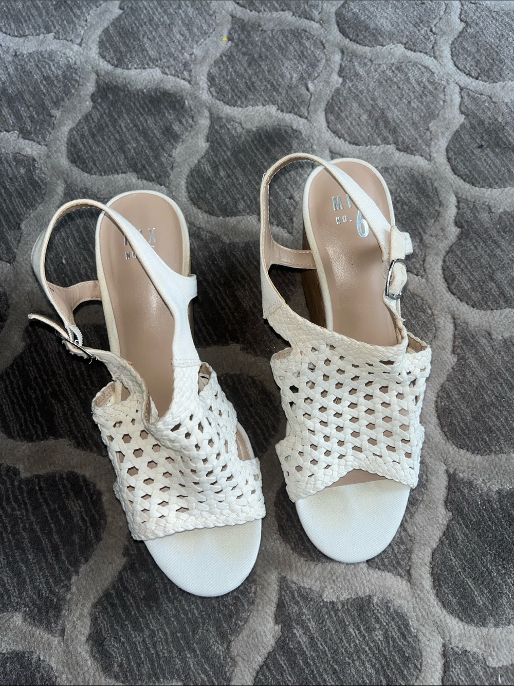 Mix No. 6 White Woven Slingback Heels